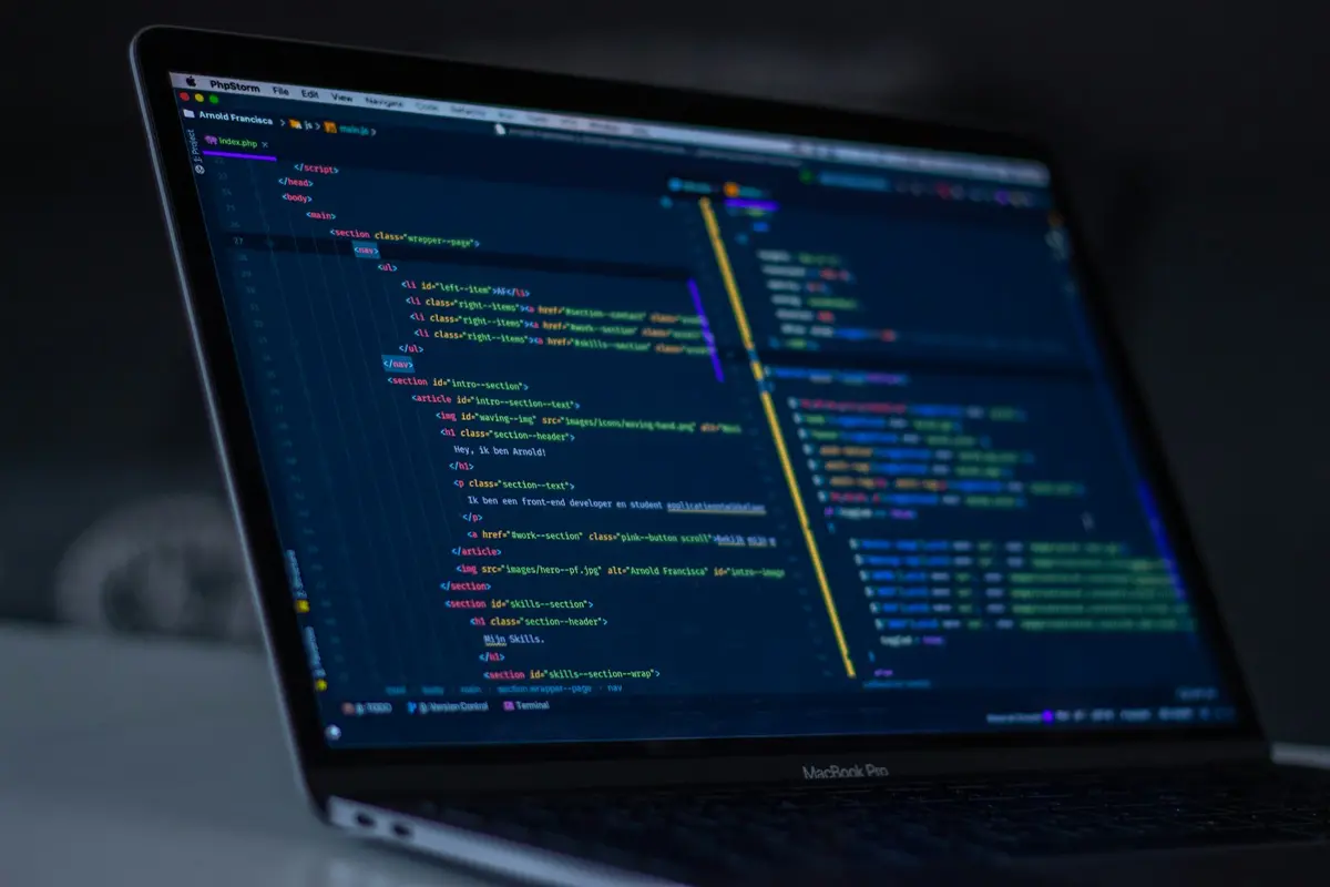 Laptop showing source code